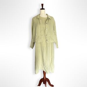 Studio Ease VTG 100% Linen 2-piece Dress and Jacket Set, 14, Sage Tomato Girl